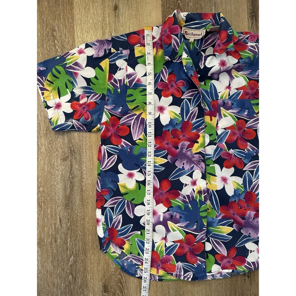 Vintage Hawaiian Shirt Mens Small Tropical Floral Camp Button Up Cotton - Picture 5 of 7
